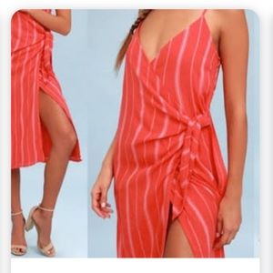 Amuse Society red striped wrap midi dress